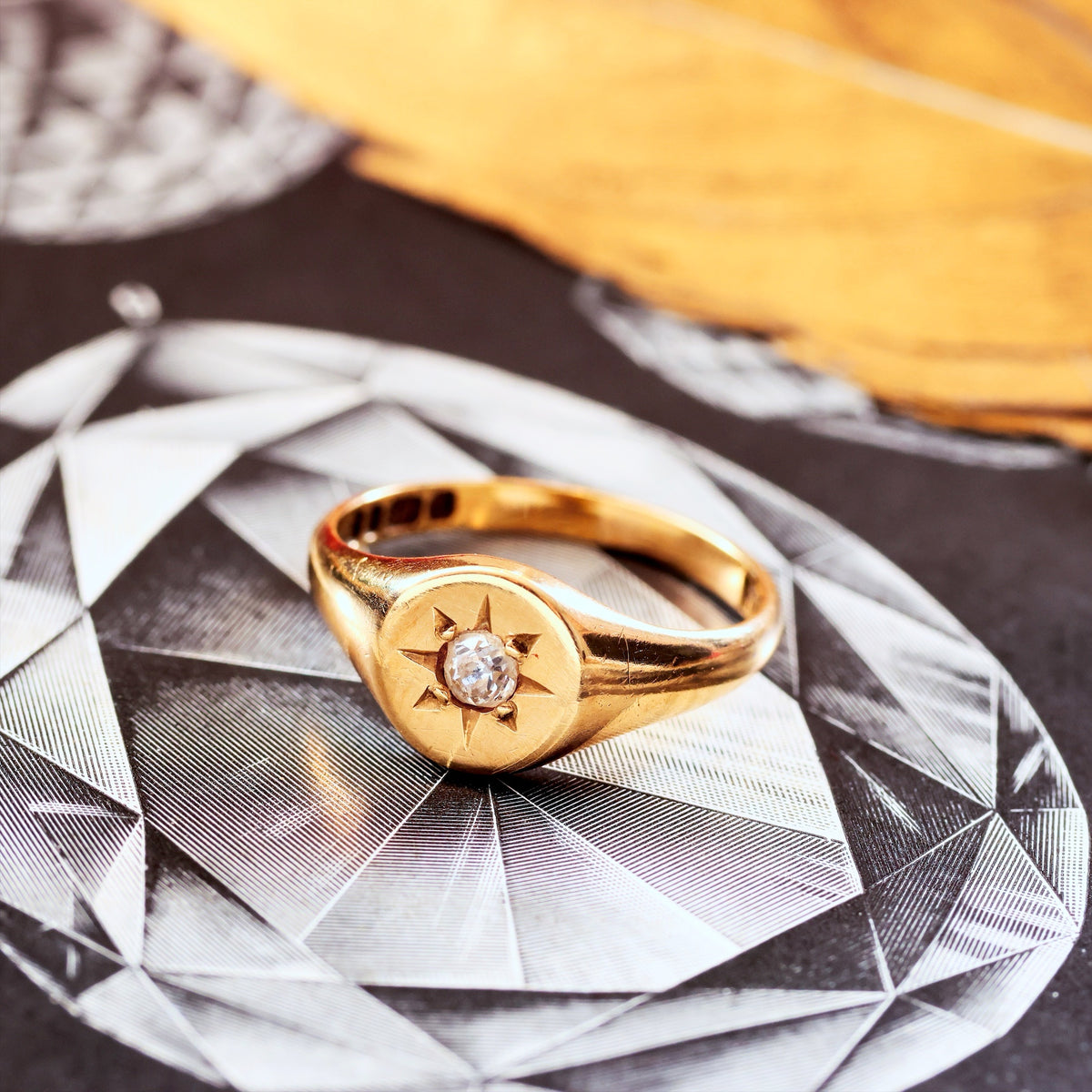 Vintage 'Guiding Star' Diamond Signet Ring