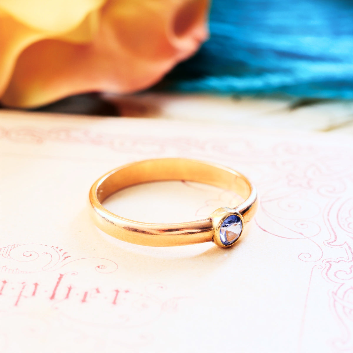 Slender Beauty! Hand Crafted Lilac Sapphire Band Ring