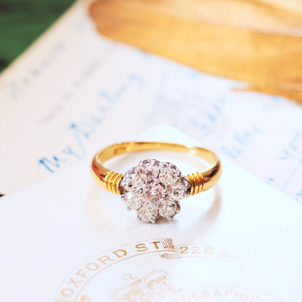 Super-Sparkly Vintage Hand Cut Diamond Cluster Engagement Ring