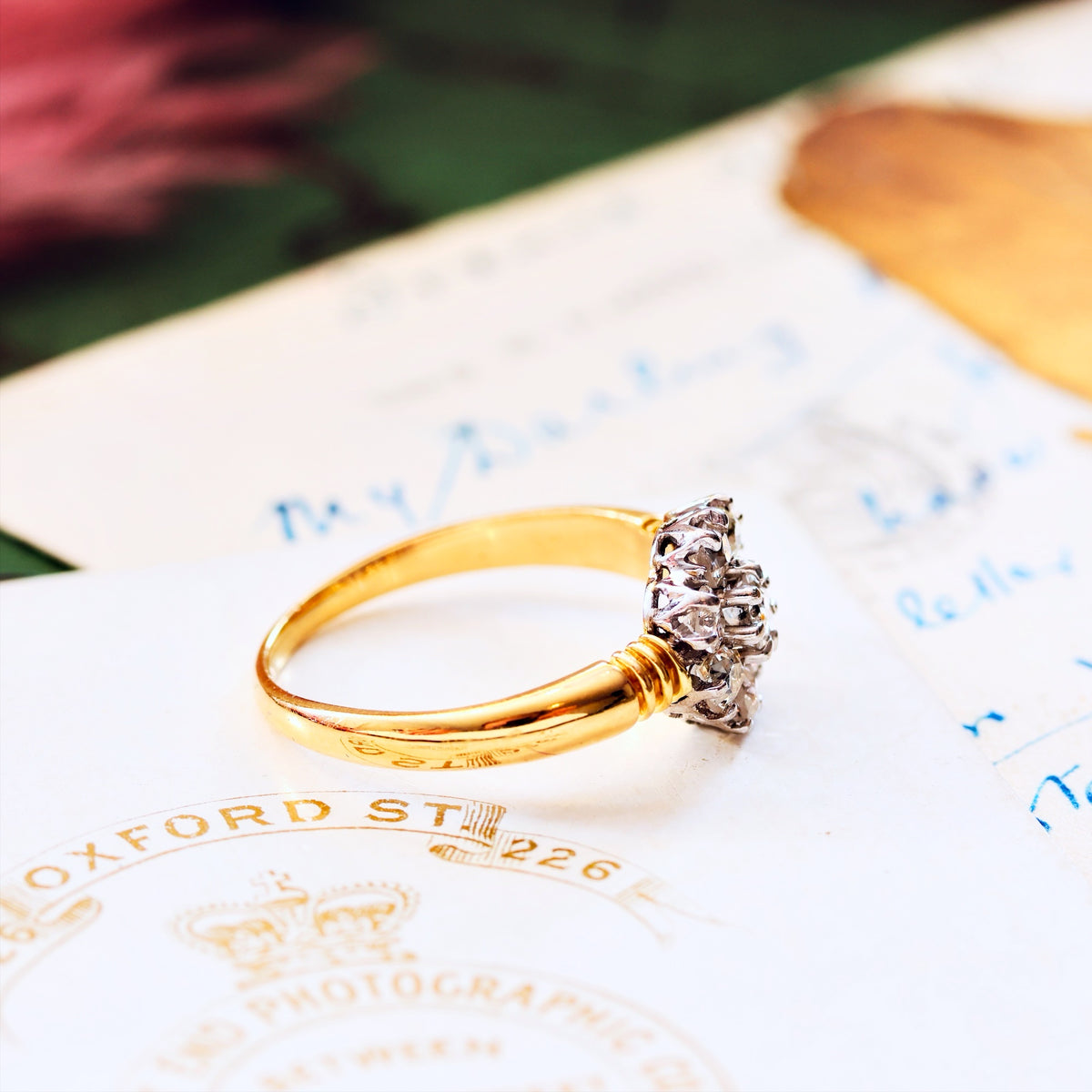 Super-Sparkly Vintage Hand Cut Diamond Cluster Engagement Ring