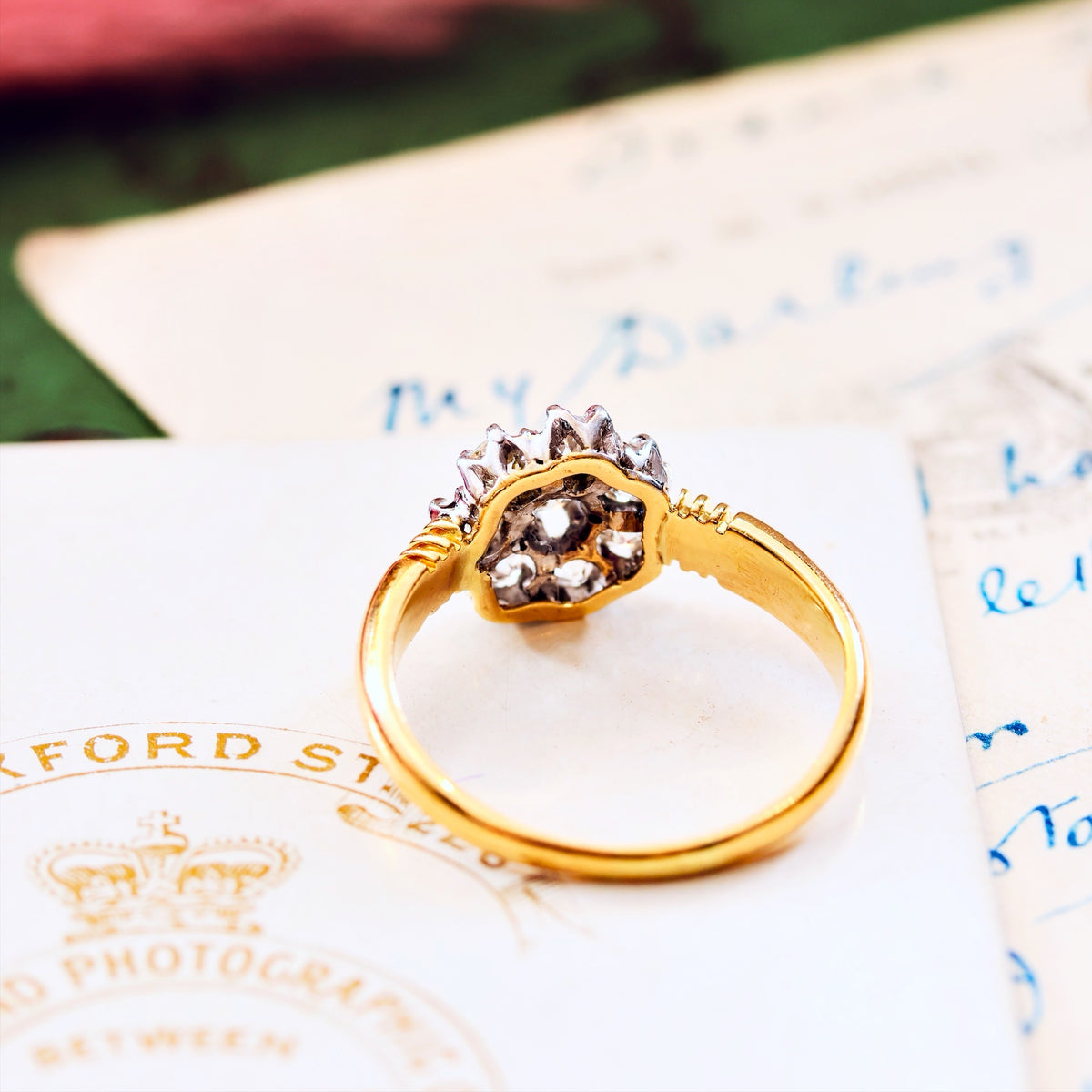 Super-Sparkly Vintage Hand Cut Diamond Cluster Engagement Ring