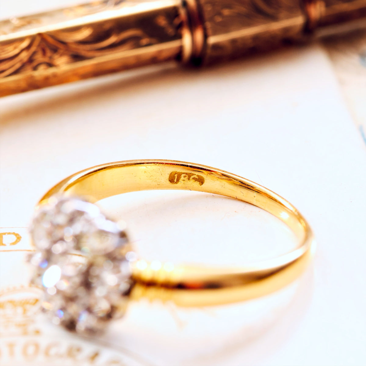 Super-Sparkly Vintage Hand Cut Diamond Cluster Engagement Ring