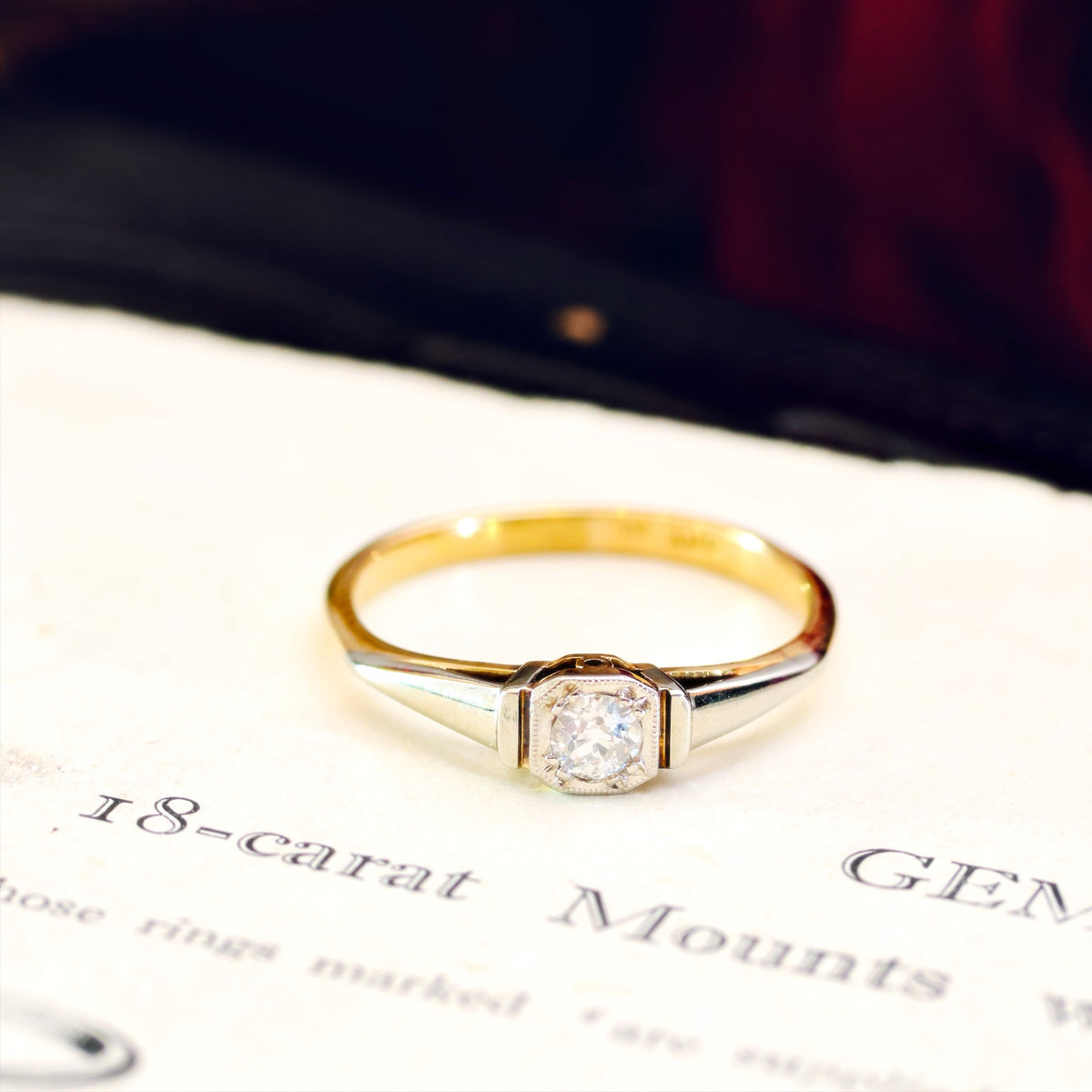 Vintage Hand Cut Diamond Engagement Ring