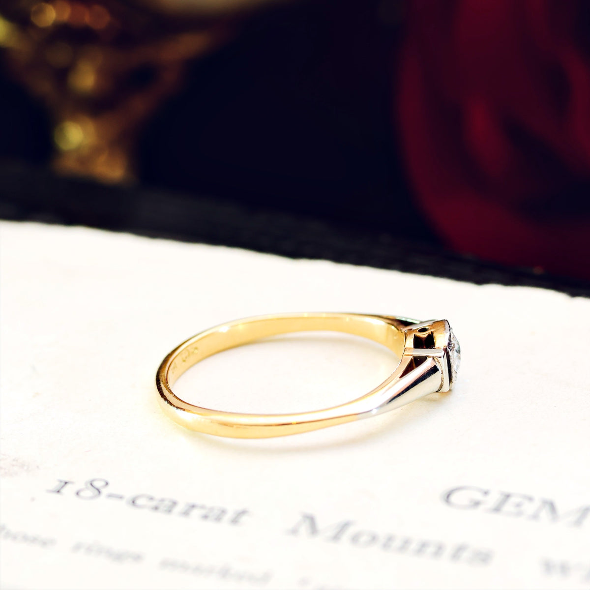 Pristine Vintage Hand Cut Diamond Engagement Ring