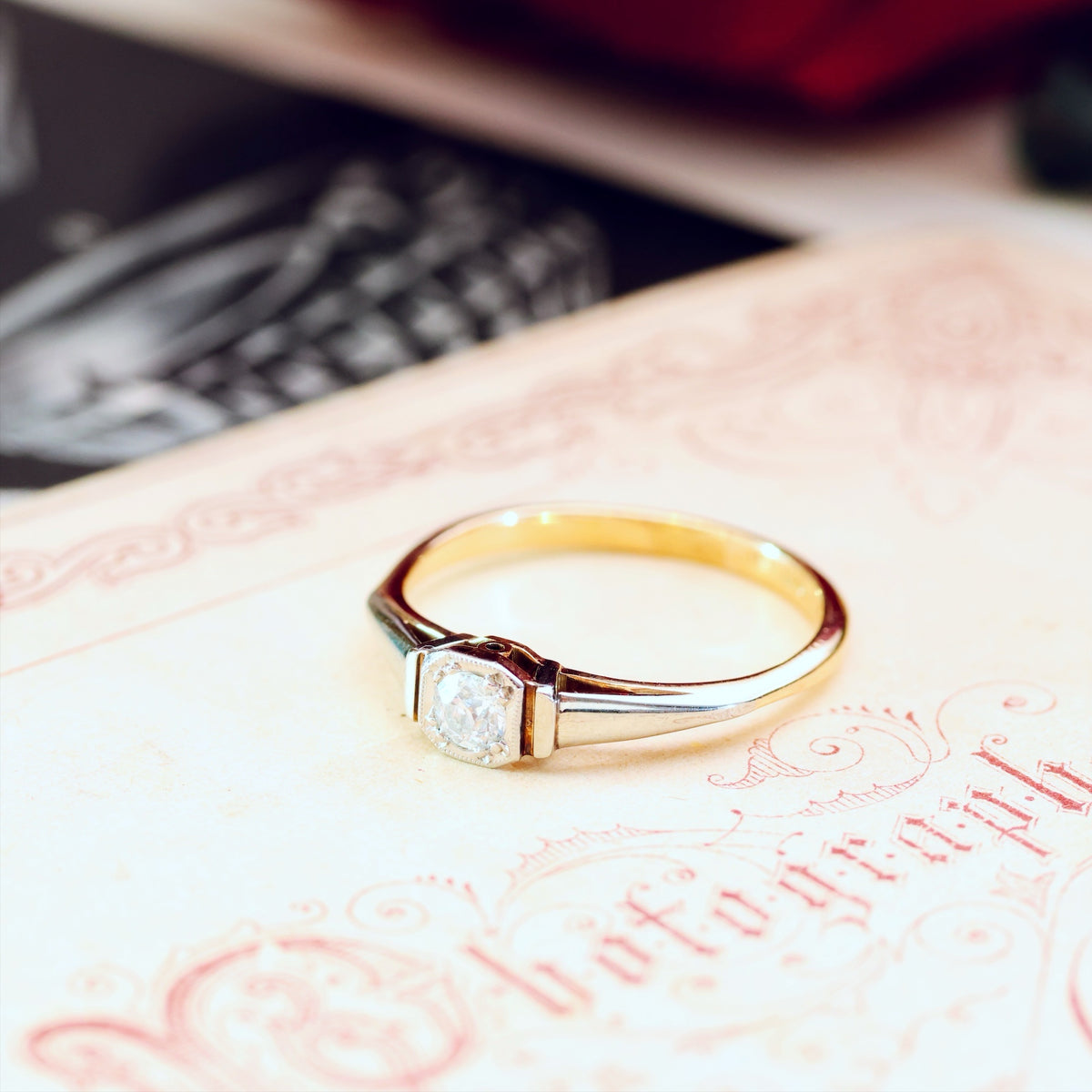 Pristine Vintage Hand Cut Diamond Engagement Ring