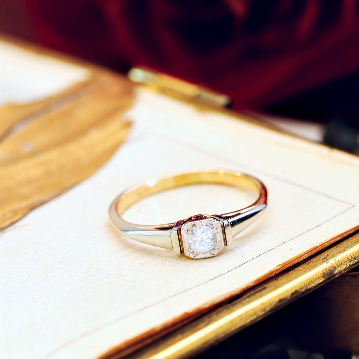 Pristine Vintage Hand Cut Diamond Engagement Ring
