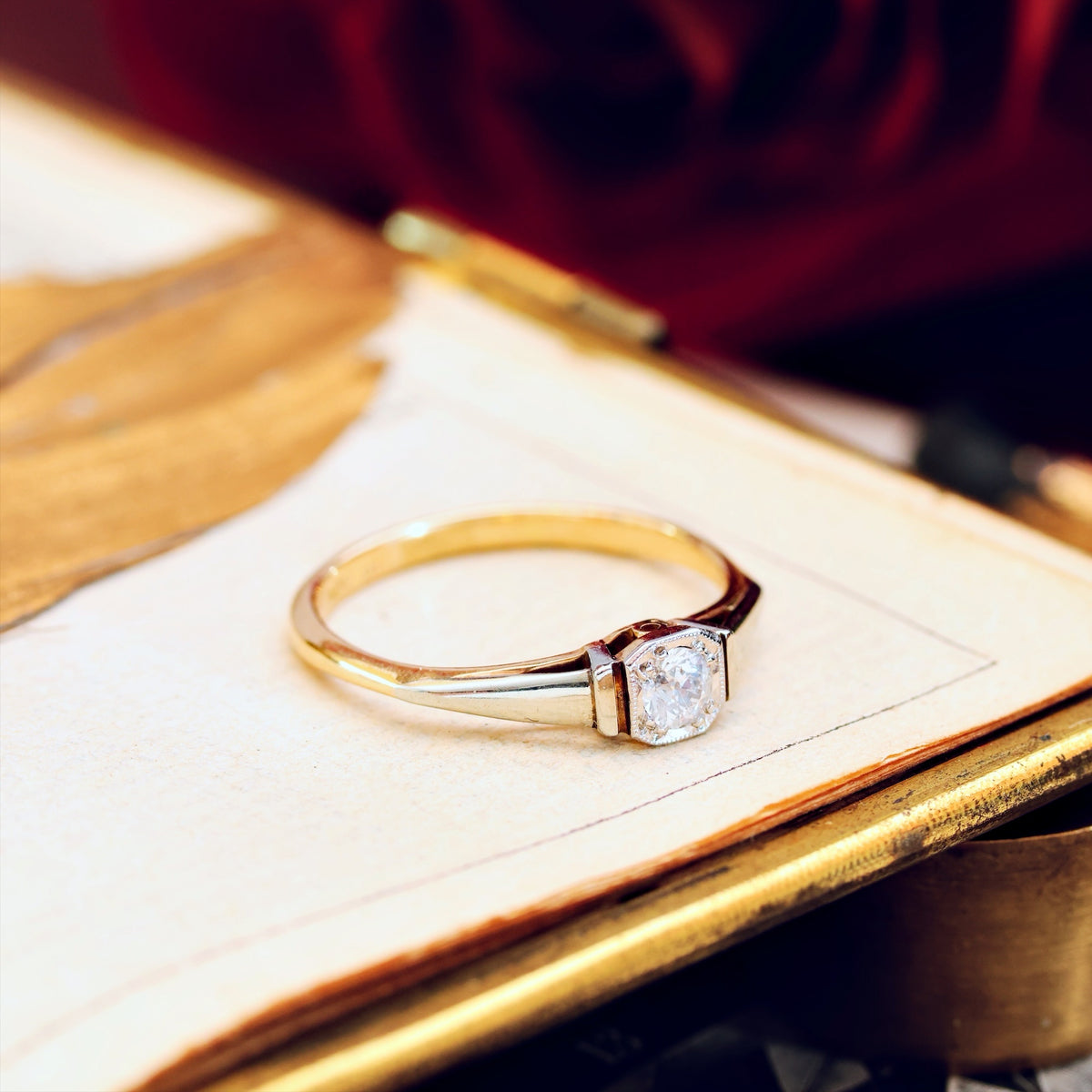 Pristine Vintage Hand Cut Diamond Engagement Ring