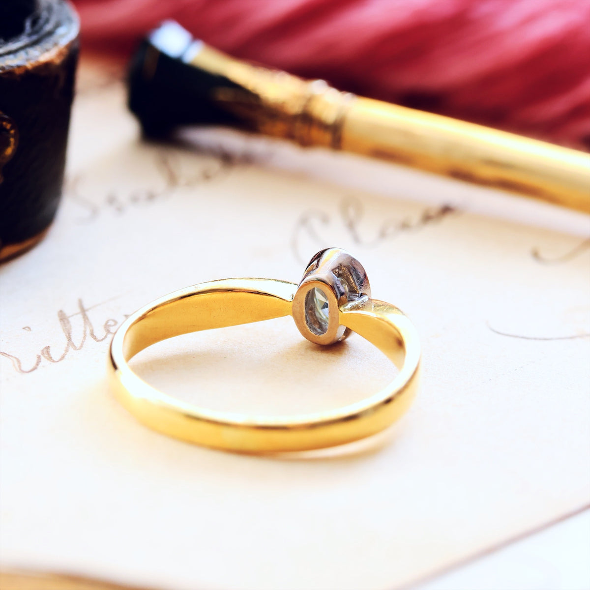 Vintage Oval Cut Diamond Engagement Ring