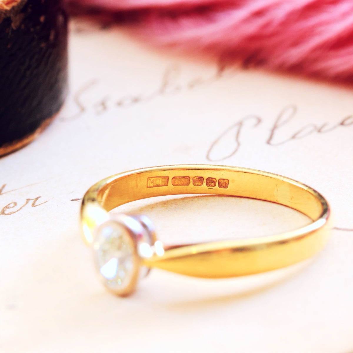 Vintage Oval Cut Diamond Engagement Ring
