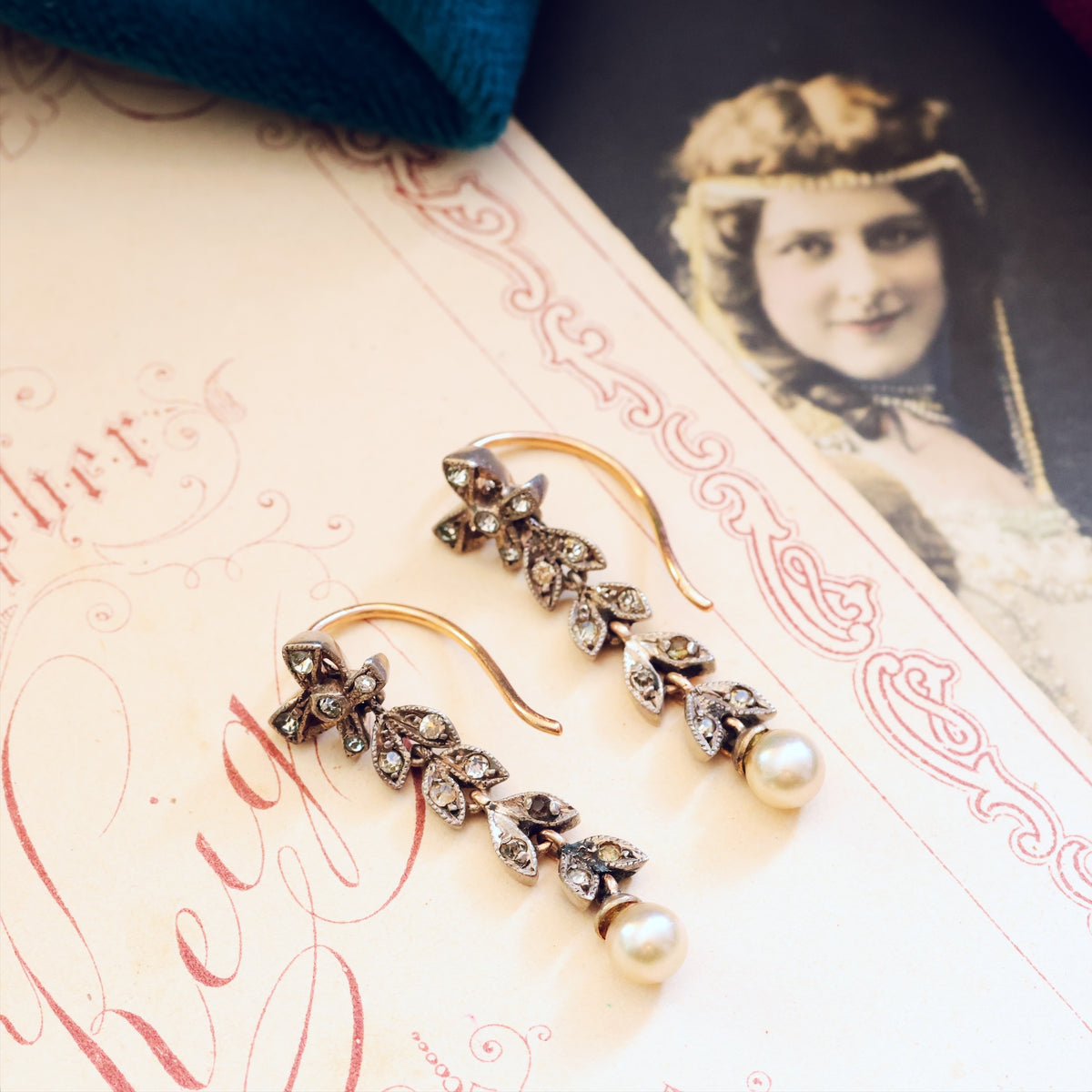 Dancing Vintage Paste & Pearl Drop Earrings