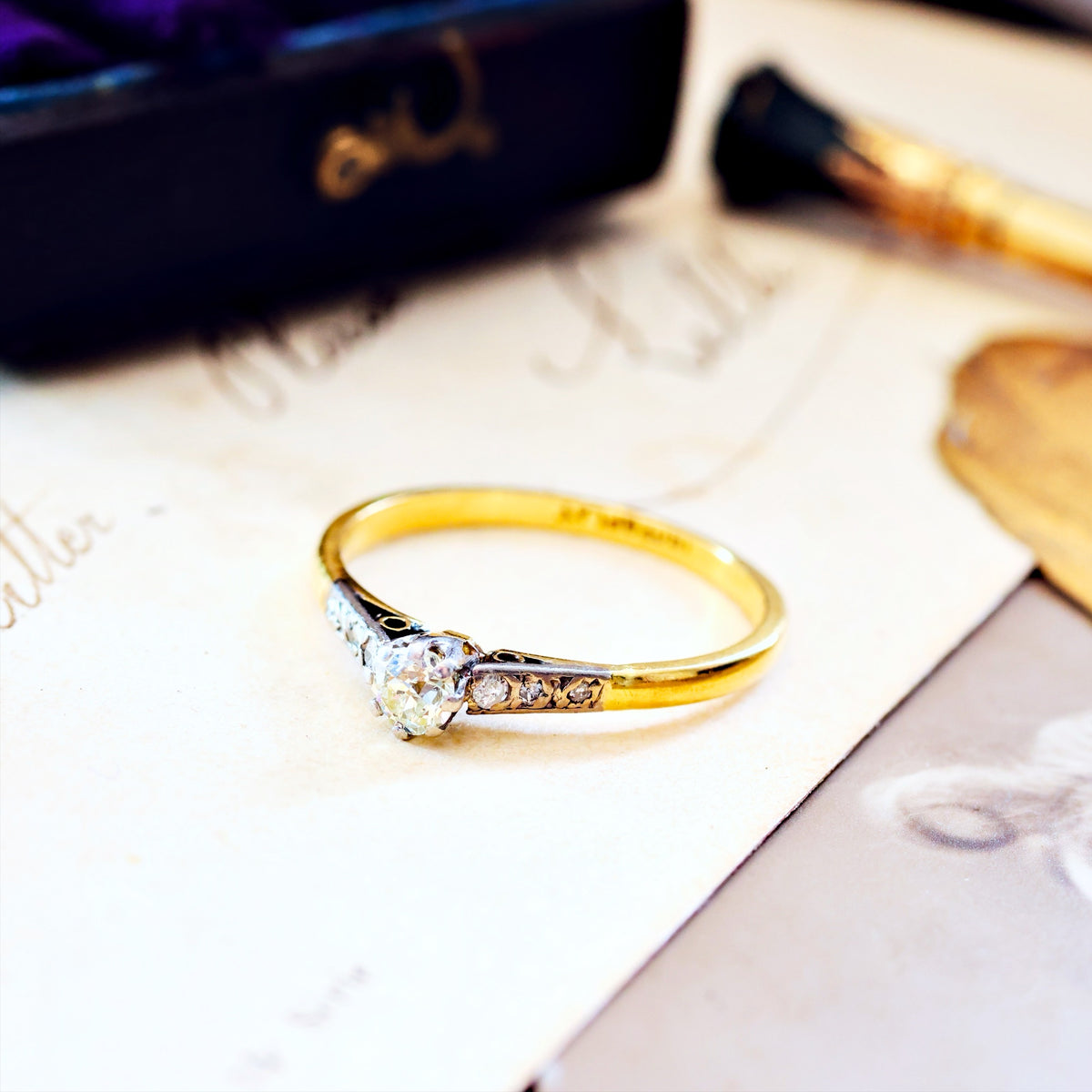Vintage Glitter! Recycled Diamond Engagement Ring