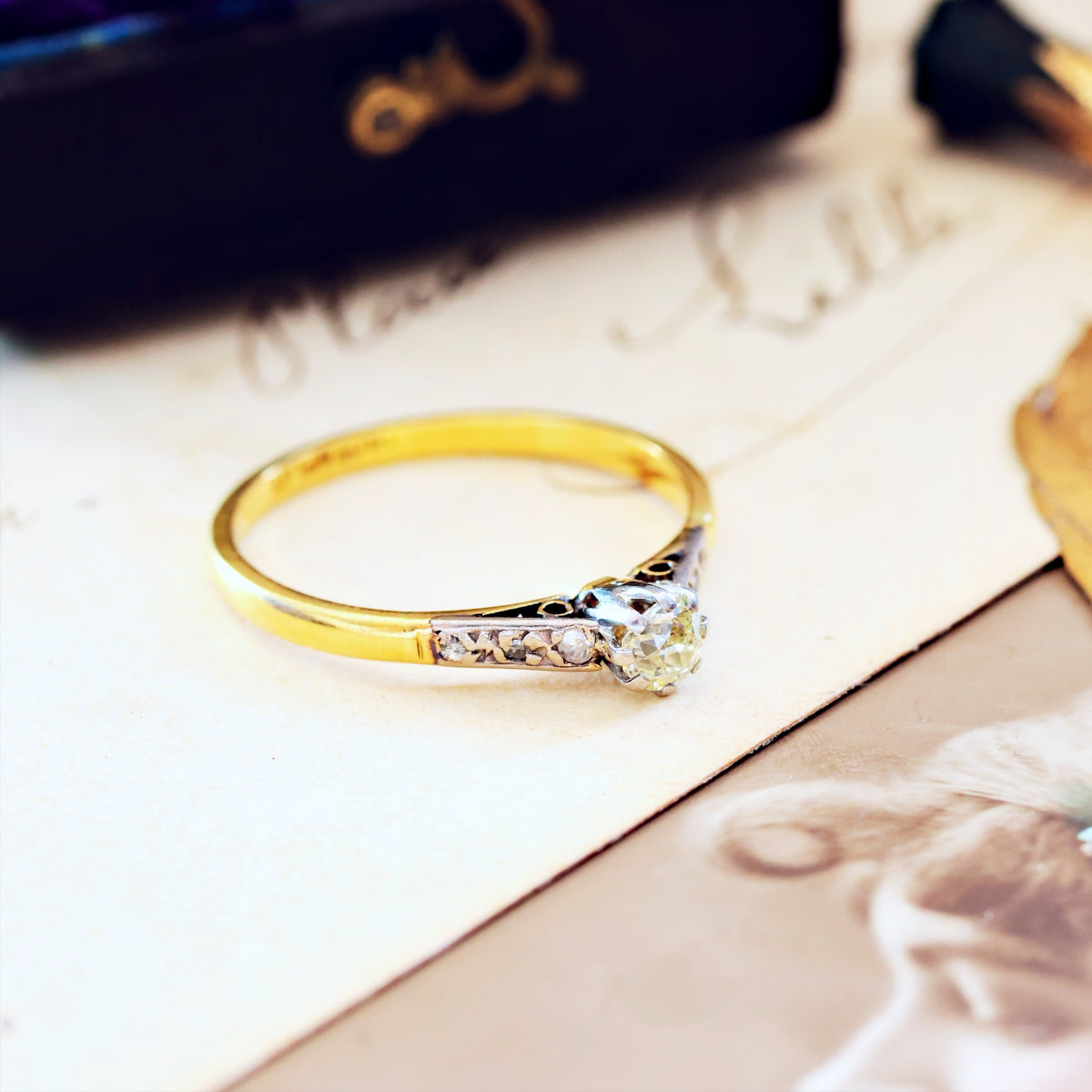Vintage Glitter! Recycled Diamond Engagement Ring