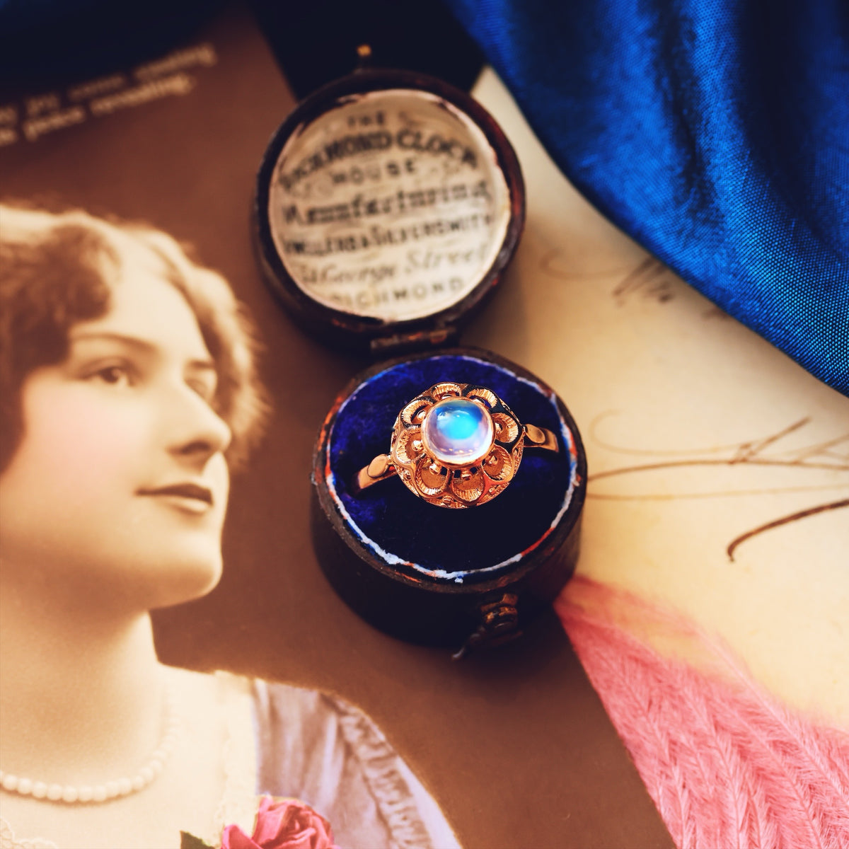 Quirky Vintage Russian Moonstone Dress Ring