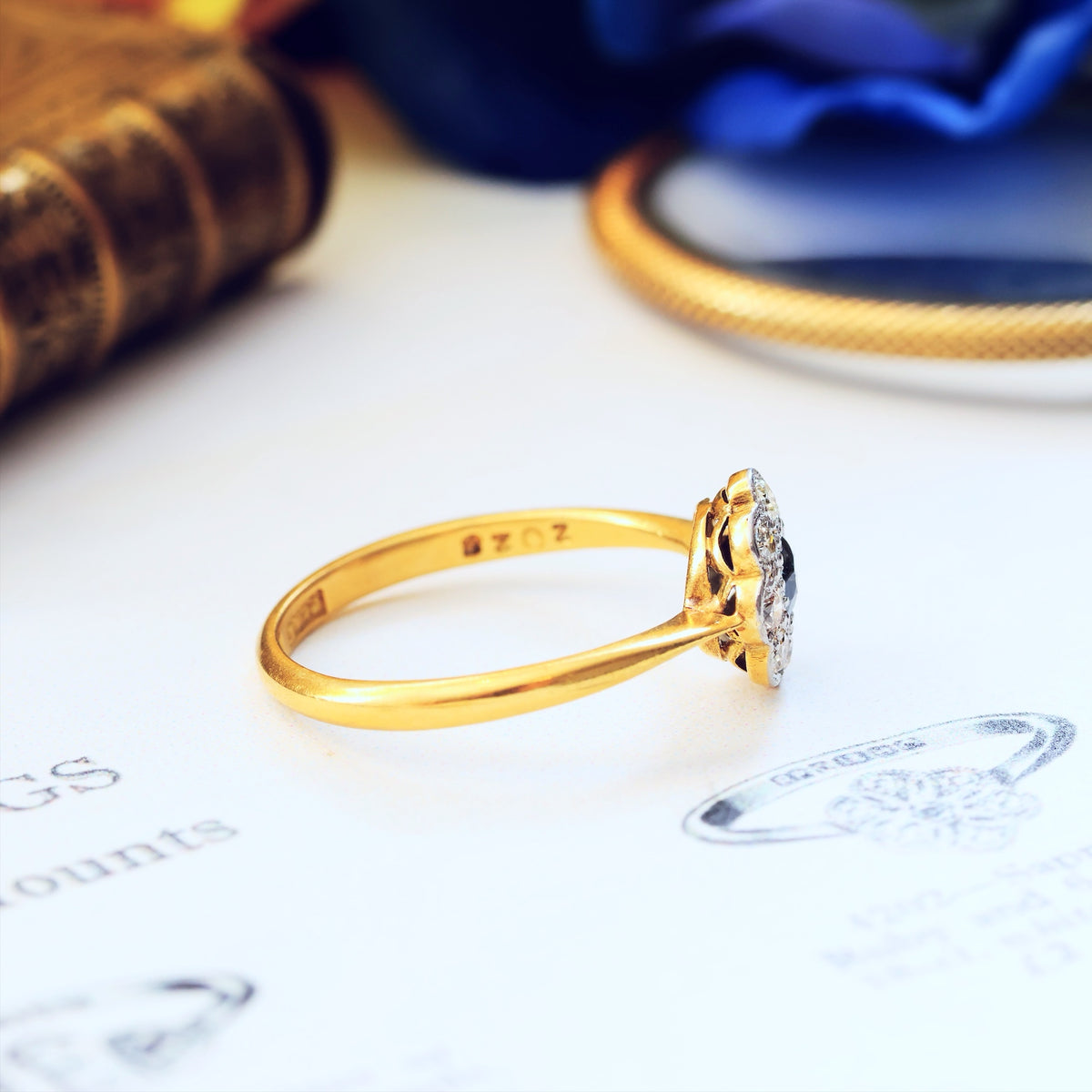 Delightful Blossom! Sapphire & Diamond Cluster Engagement Ring
