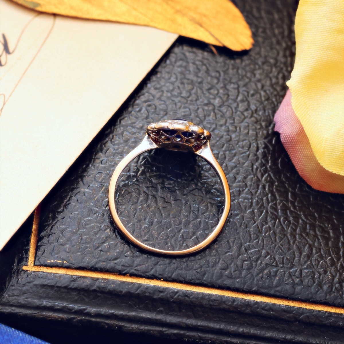 Vintage Sapphire & Diamond Flowerette Engagement Ring