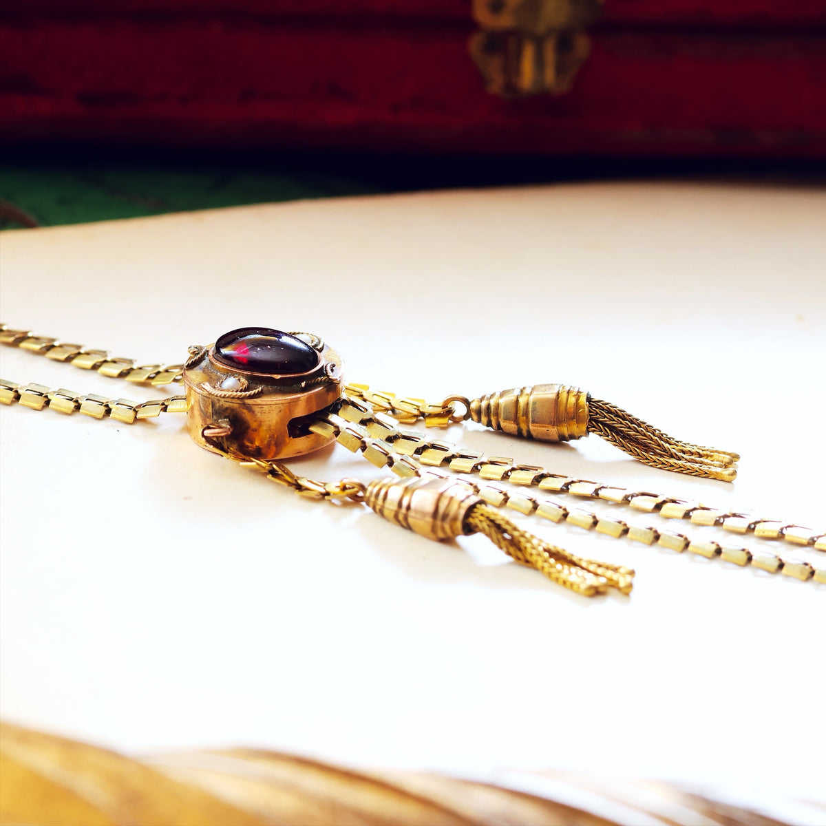 Amazing Vintage 10K Gold Slider Guard Chain