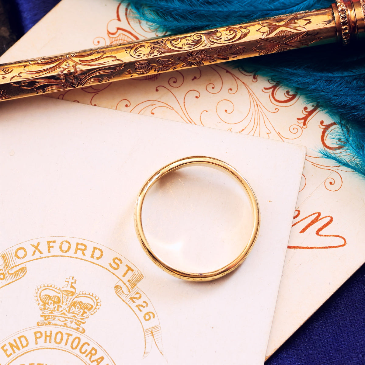 Faded Flowers Wave Shaped Wedding Band