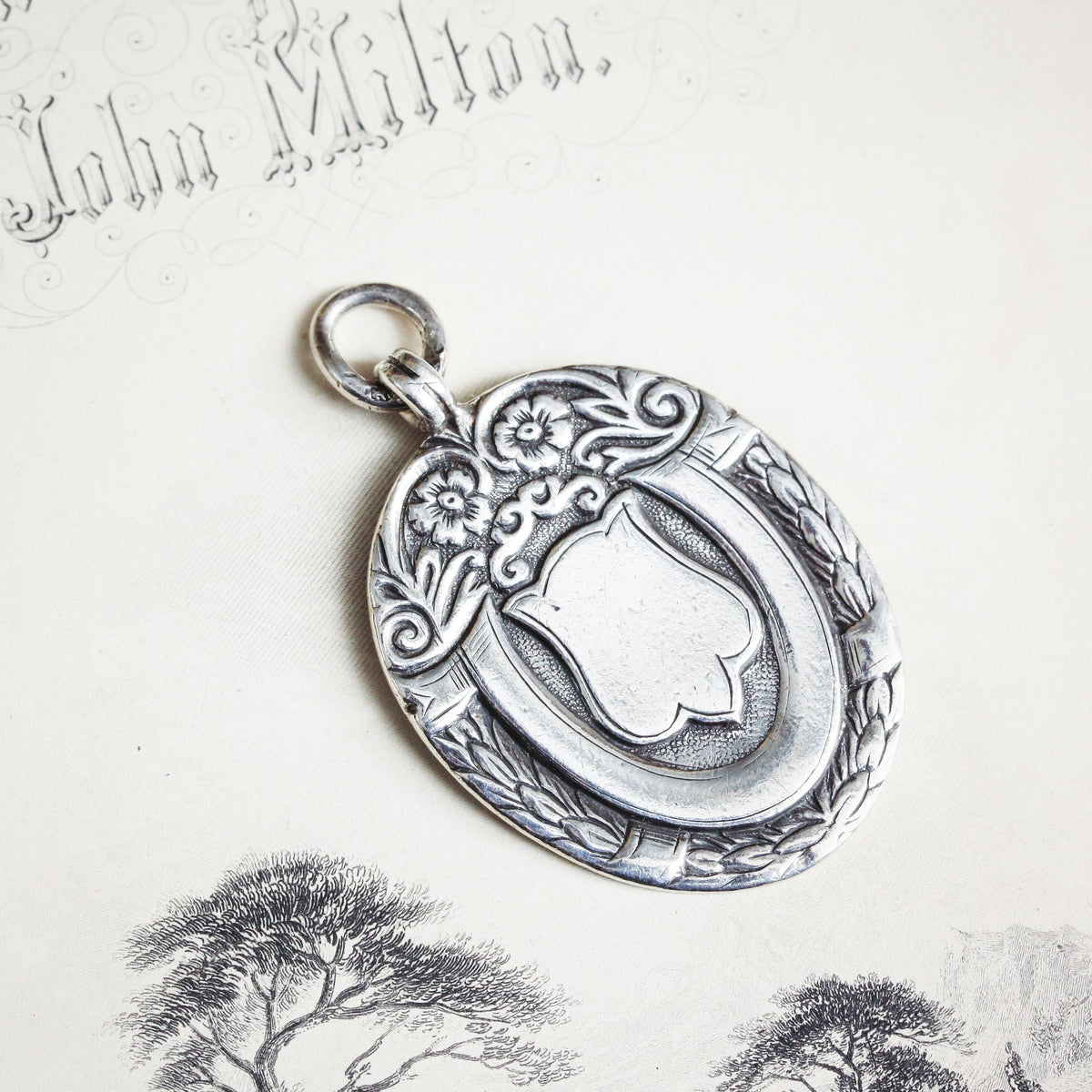 Date 1925 Ornamental Silver Medal; Ready to Engrave
