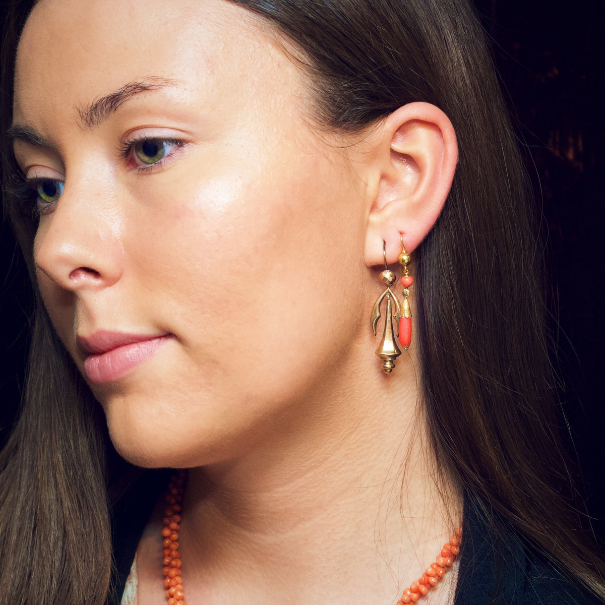 Archaeological Revival Victorian 9ct Gold Dangle Earrings