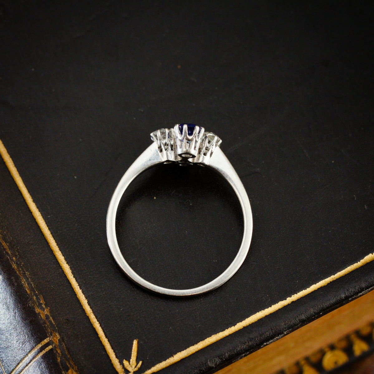 Unique Beautiful Antique Sapphire and Diamond Dress Ring