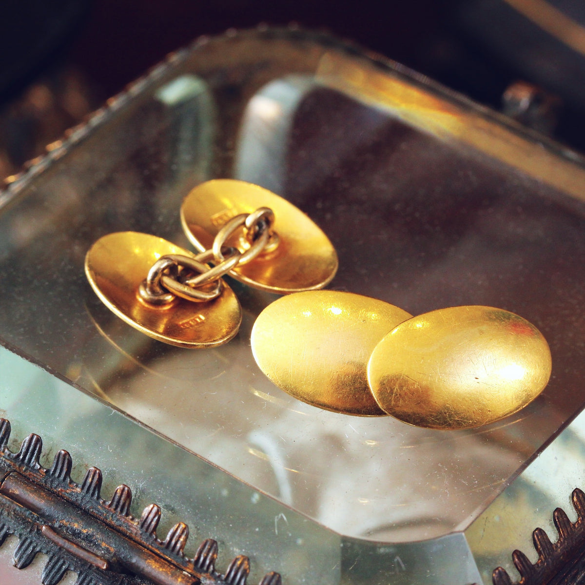 Fabulous Quality Vintage 18ct Gold Oval Cufflinks