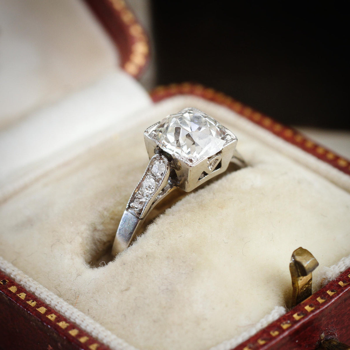 Certificated 1.39ct Old European Cut Diamond Solitaire Engagement Ring