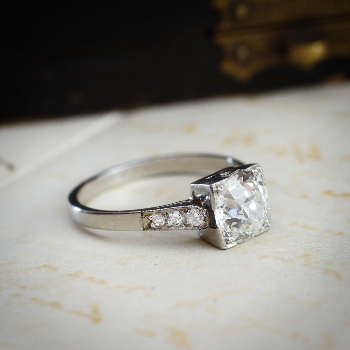 Certificated 1.39ct Old European Cut Diamond Solitaire Engagement Ring