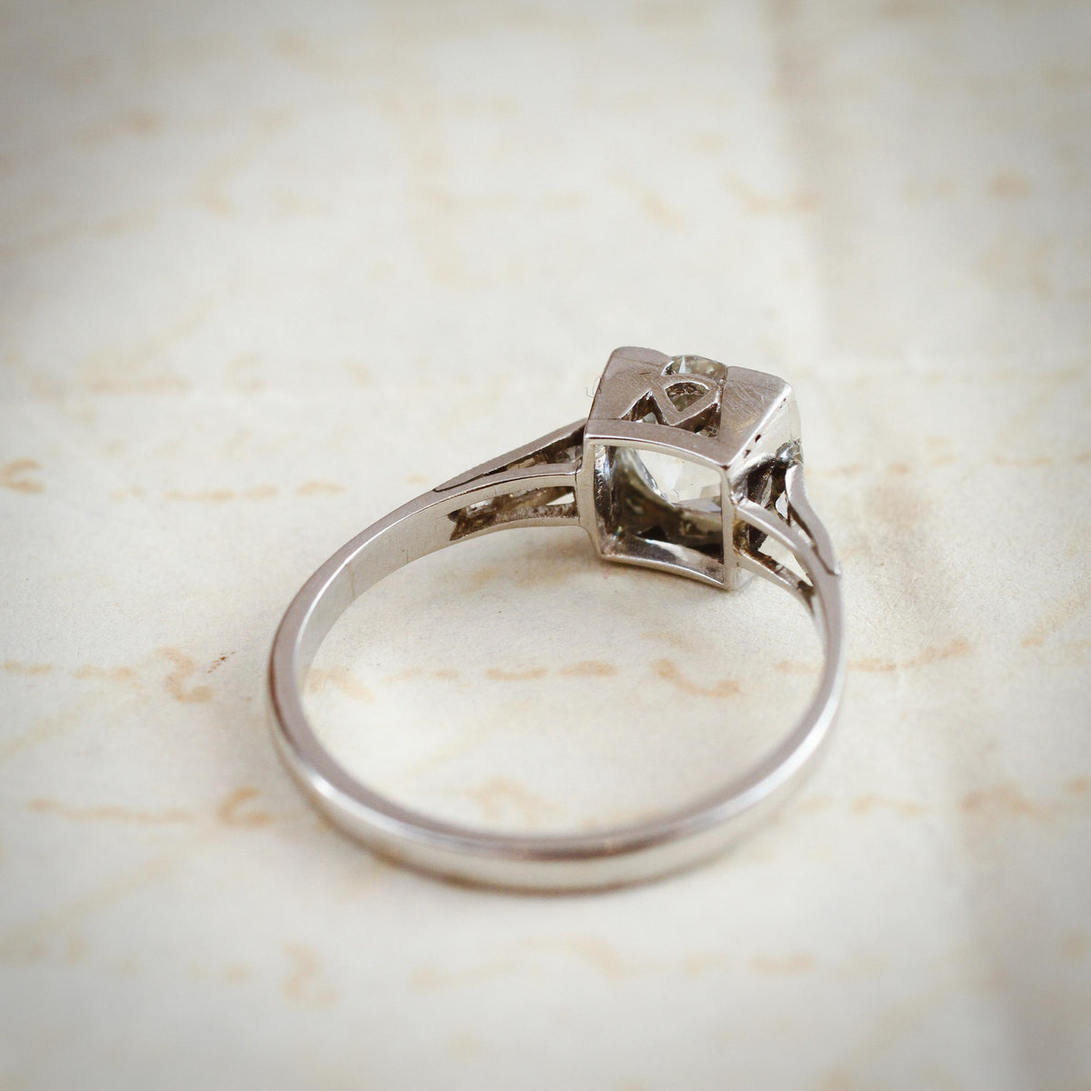 Certificated 1.39ct Old European Cut Diamond Solitaire Engagement Ring