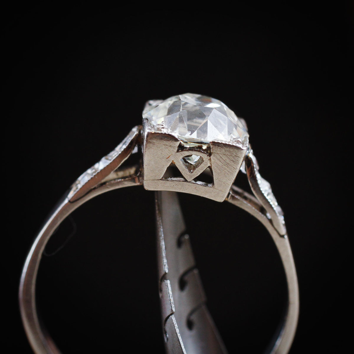 Certificated 1.39ct Old European Cut Diamond Solitaire Engagement Ring