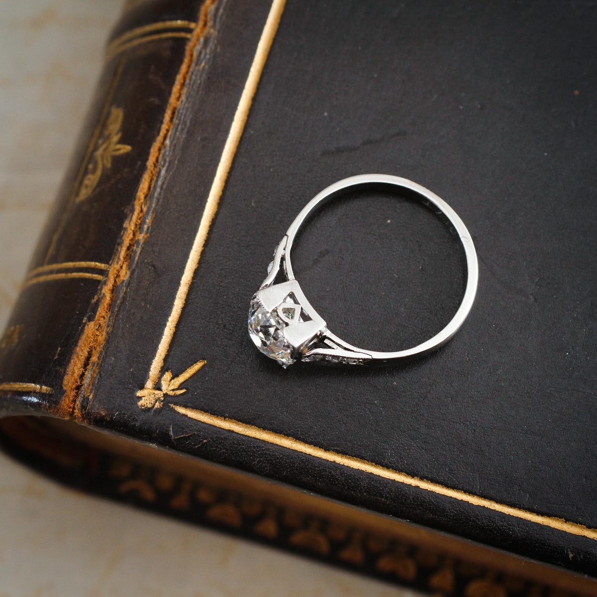 Certificated 1.39ct Old European Cut Diamond Solitaire Engagement Ring