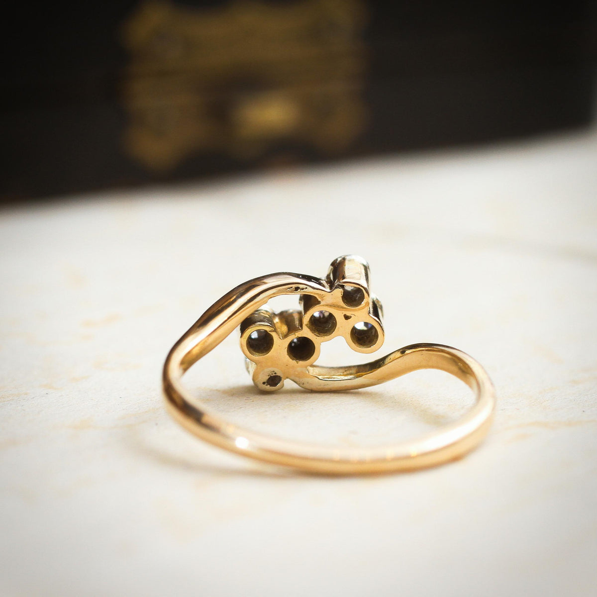 Dinky Darling Twin Shamrocks Sparkle Crossover Ring