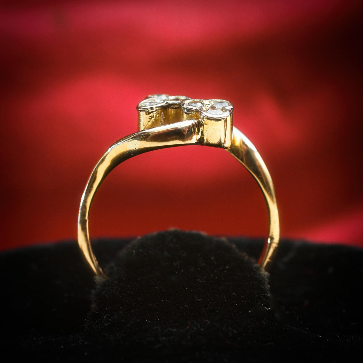 Dinky Darling Twin Shamrocks Sparkle Crossover Ring