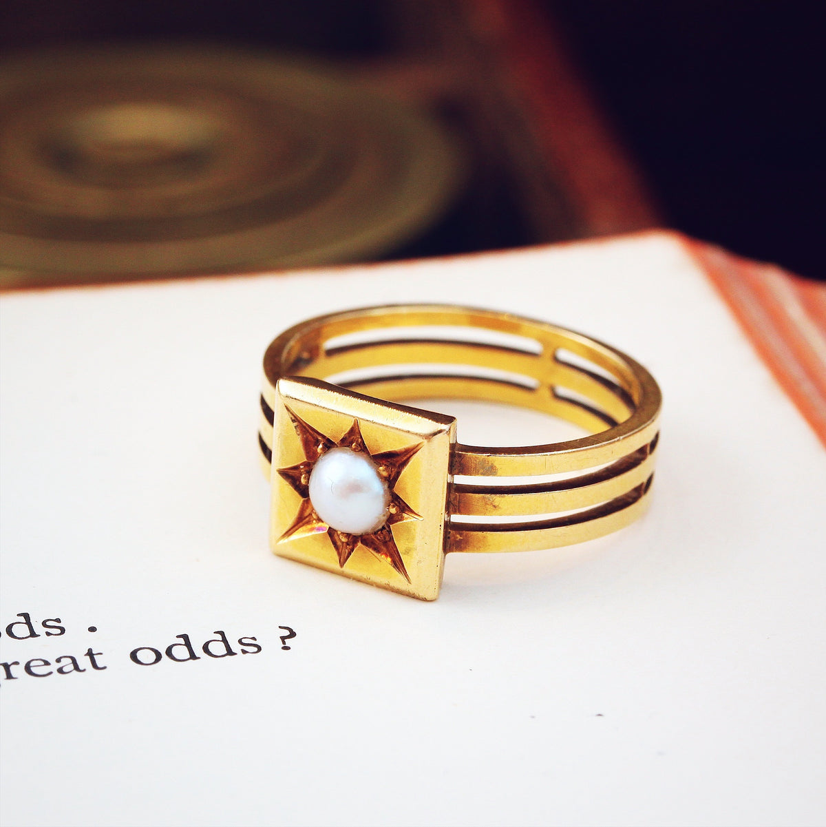 Magnificent Gothic Victorian Natural Pearl Ring