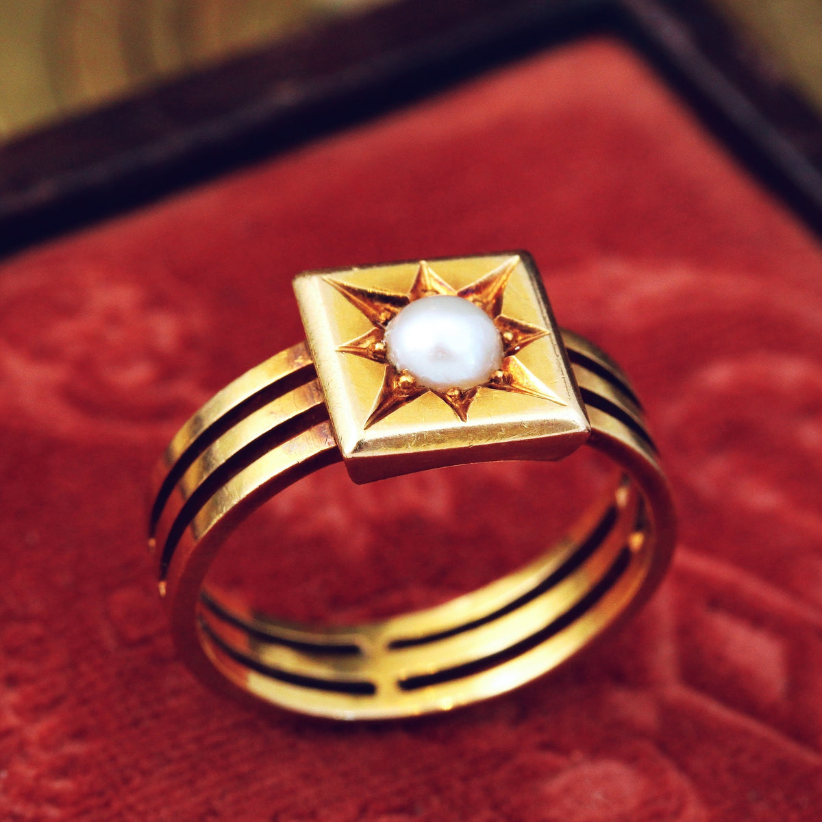 Magnificent Gothic Victorian Natural Pearl Ring