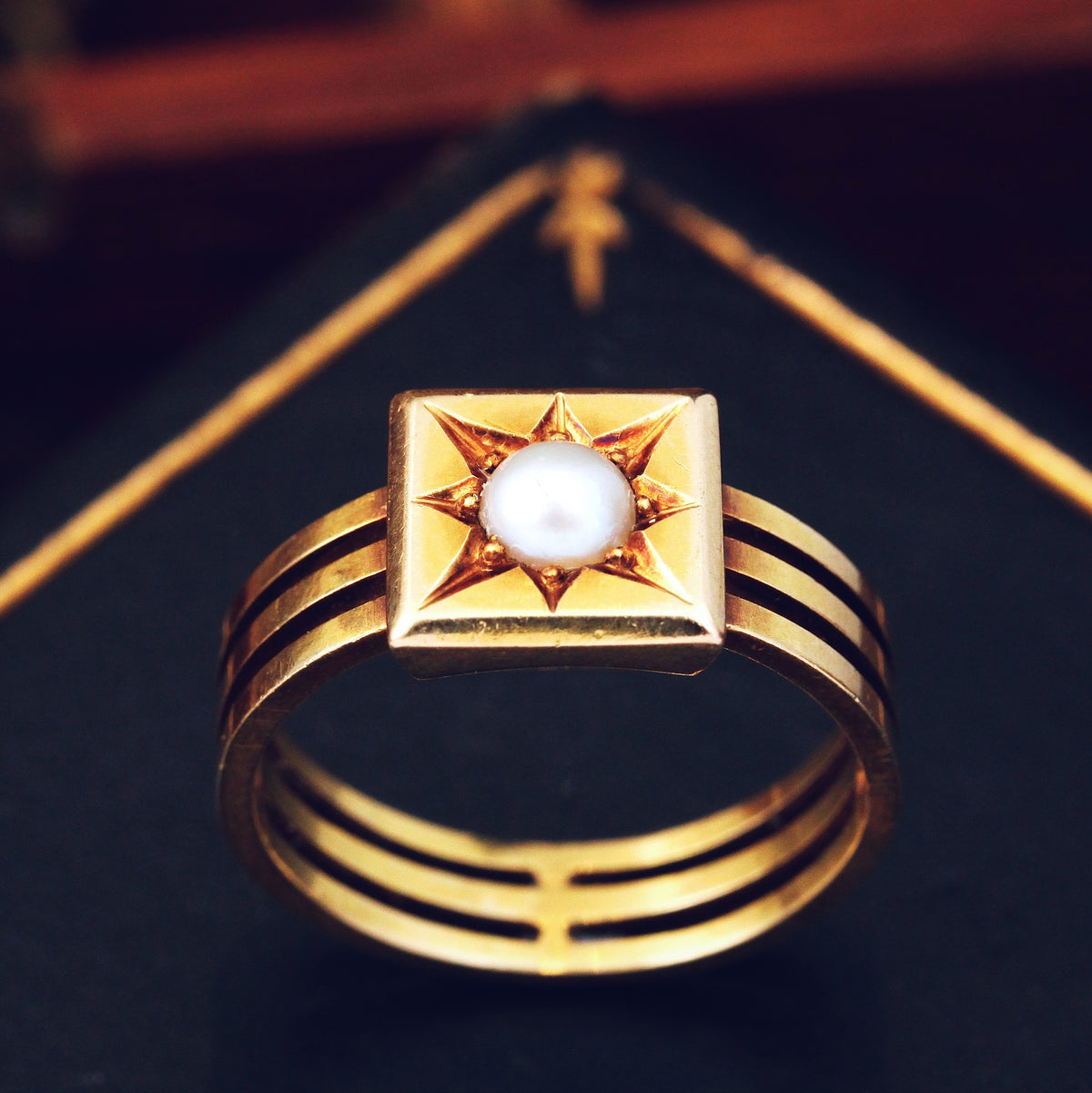 Magnificent Gothic Victorian Natural Pearl Ring