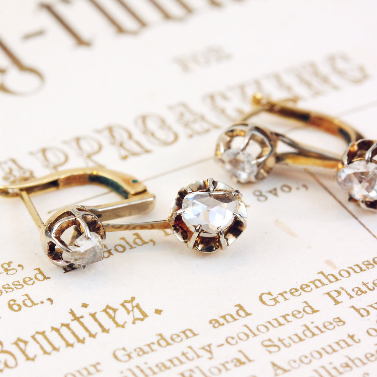 Vintage Rose Cut Diamond Drop Earrings